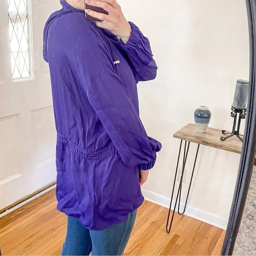 Tibi Viscose Drawstring Hoodie Pullover Purple M
